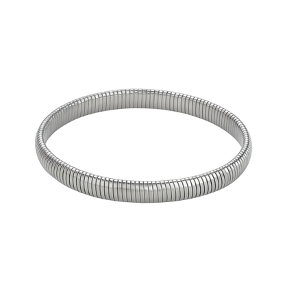 Ribbed Stretch Bracelet - Stainless Steel
