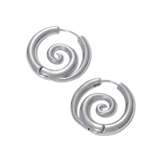 Faux Stretched 8GA Spiral Hoop Earrings - Pair - Stainless Steel