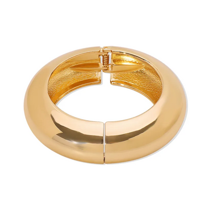Thick Polished Hinged Bangle Bracelet
