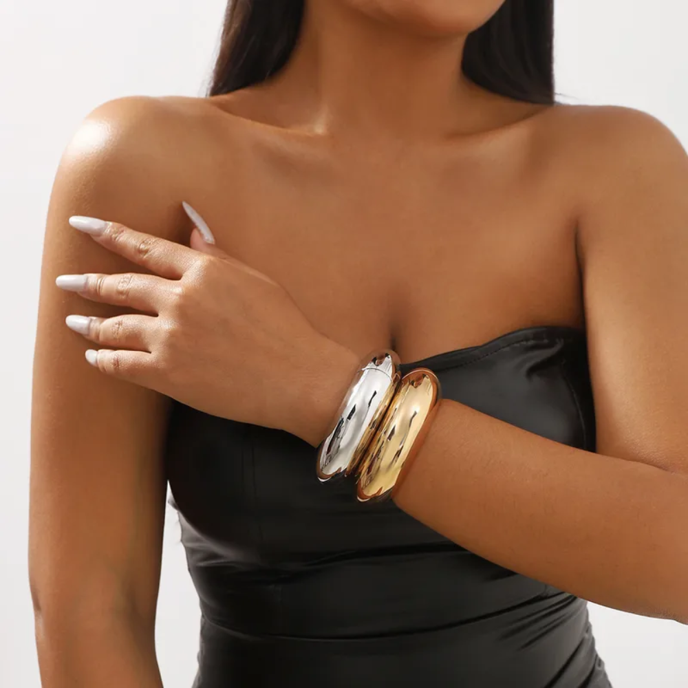 Thick Polished Hinged Bangle Bracelet