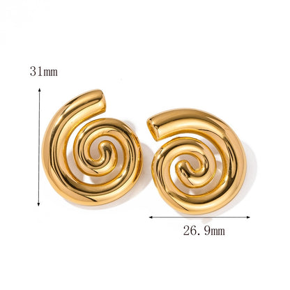 Spiral Stud Earrings - Pair - Stainless Steel