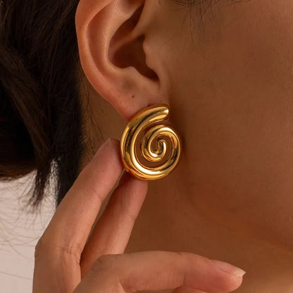 Spiral Stud Earrings - Pair - Stainless Steel