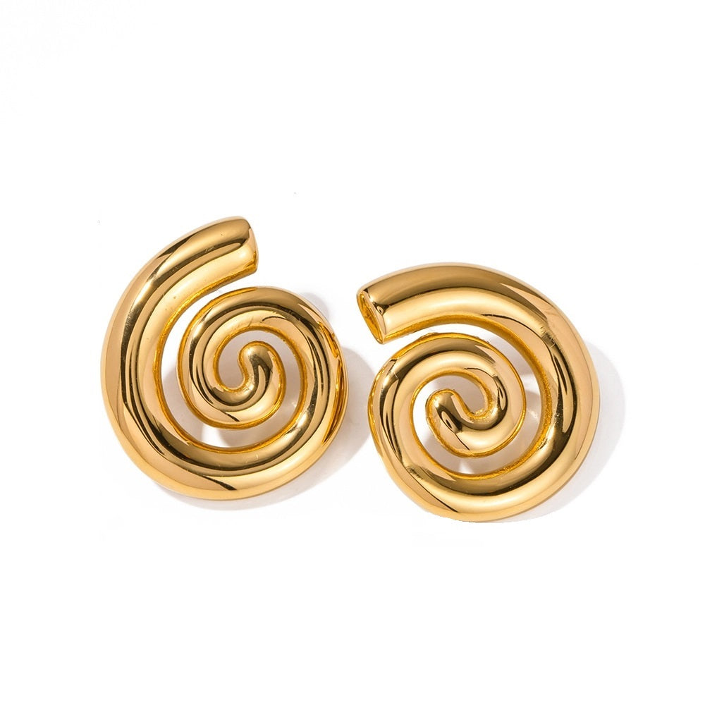 Spiral Stud Earrings - Pair - Stainless Steel