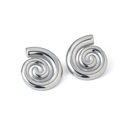 Spiral Stud Earrings - Pair - Stainless Steel