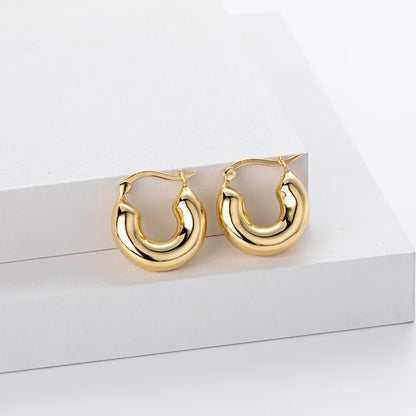 6mm Thick Chunky Hoop Earrings - Pair - 925 Sterling Silver