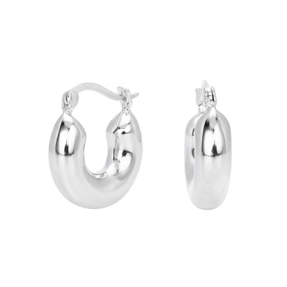 6mm Thick Chunky Hoop Earrings - Pair - 925 Sterling Silver