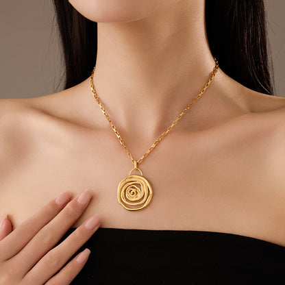 Wavy Spiral Pendant Necklace - 304 Stainless Steel