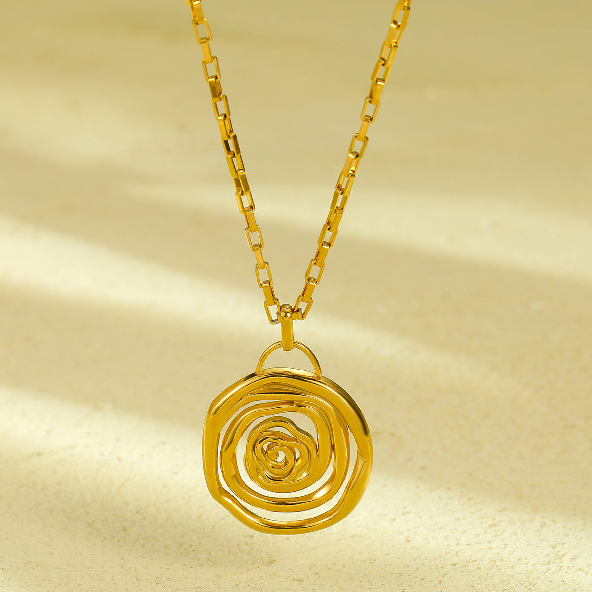 Wavy Spiral Pendant Necklace - 304 Stainless Steel