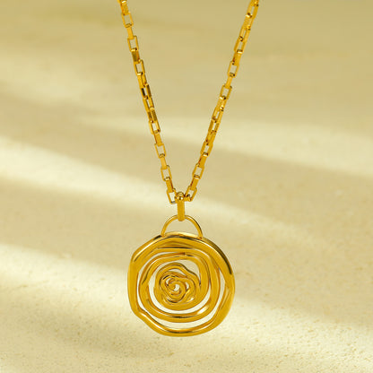 Wavy Spiral Pendant Necklace - 304 Stainless Steel