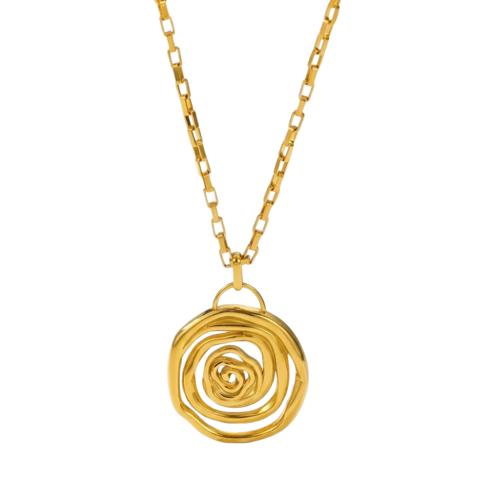 Wavy Spiral Pendant Necklace - 304 Stainless Steel