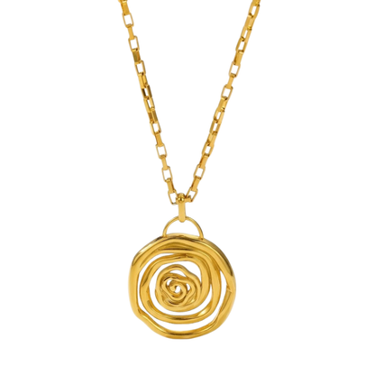 Wavy Spiral Pendant Necklace - 304 Stainless Steel