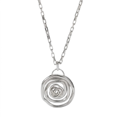 Wavy Spiral Pendant Necklace - 304 Stainless Steel