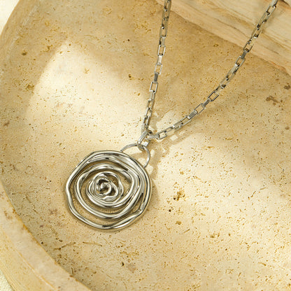 Wavy Spiral Pendant Necklace - 304 Stainless Steel