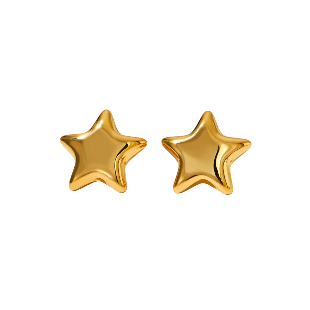 Large Star Stud Earrings - Pair - Stainless Steel