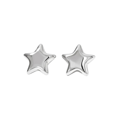 Large Star Stud Earrings - Pair - Stainless Steel