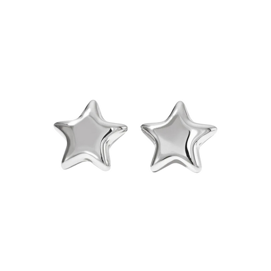 Large Star Stud Earrings - Pair - Stainless Steel