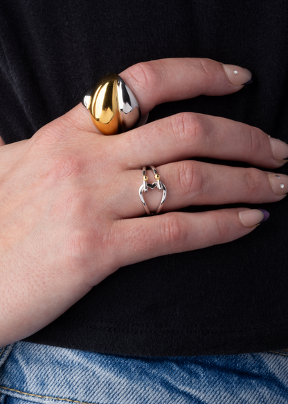 Two Tone Heart Lock Ring - 925 Sterling Silver