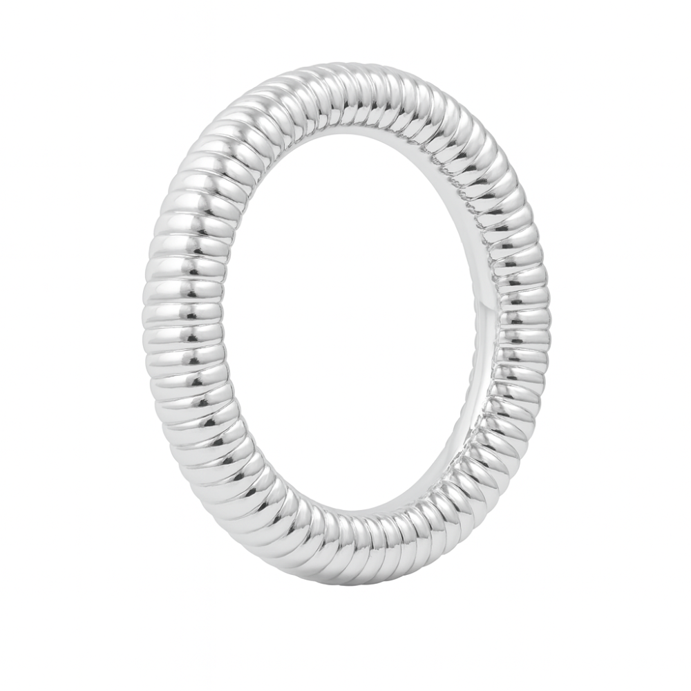 Ribbed Textured Bangle Bracelet - 304 Stainless Steel