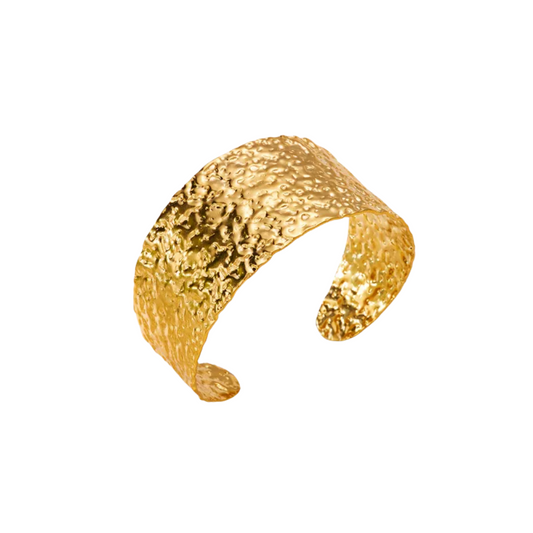 Hammered Cuff Bracelet - Gold Plated Stainless Steel