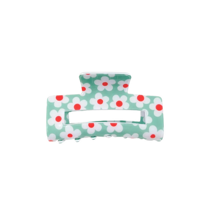 Flower Print Claw Hair Clip - Acrylic