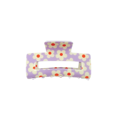 Flower Print Claw Hair Clip - Acrylic