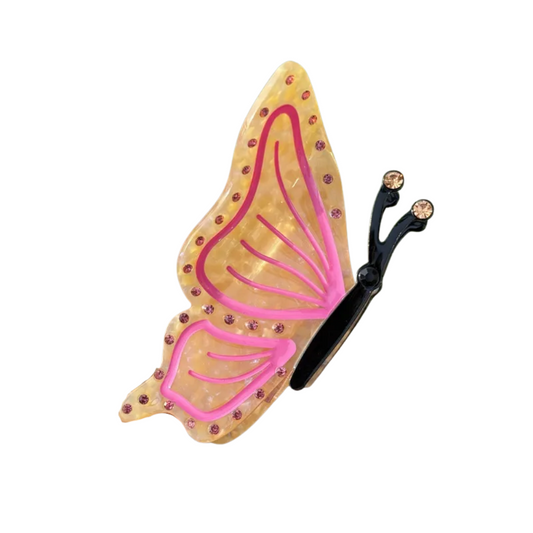 Yellow and Pink Butterfly Claw Hair Clip