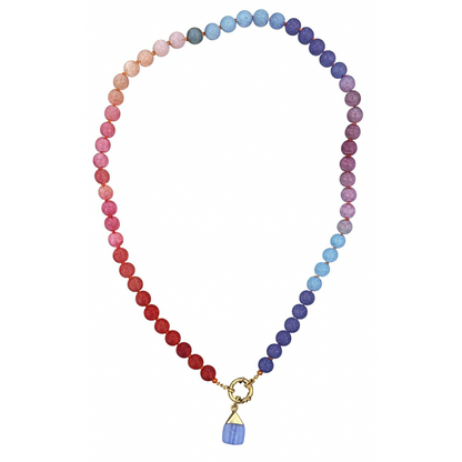 Colorful Beaded Charm Pendant Necklace - 18k Gold Plated Stainless Steel