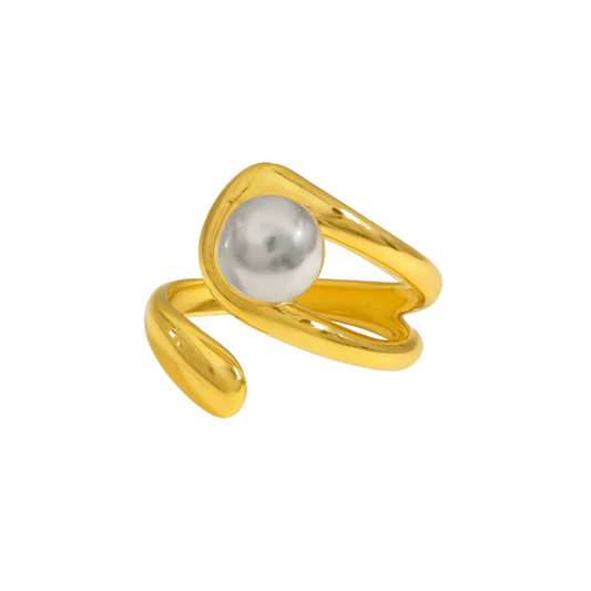 Two Tone Ball Wrap Ring - Stainless Steel
