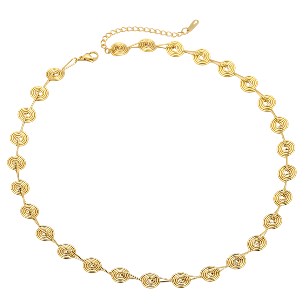 Spiral Lined Necklace - Gold Plated 304 Stainless Steel