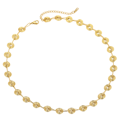 Spiral Lined Necklace - Gold Plated 304 Stainless Steel