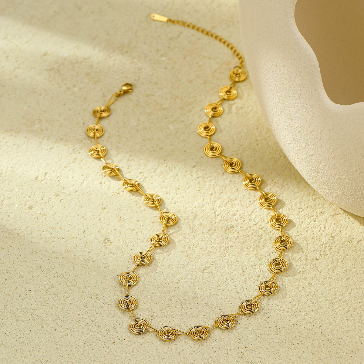 Spiral Lined Necklace - Gold Plated 304 Stainless Steel