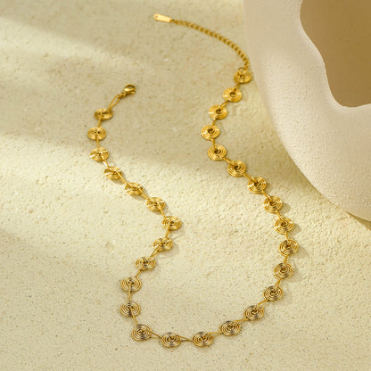 Spiral Lined Necklace - Gold Plated 304 Stainless Steel
