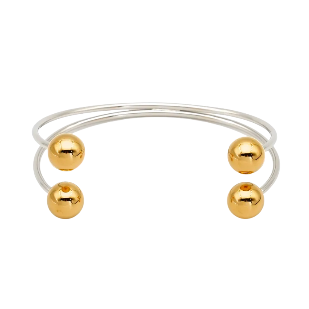 Double Open Ball End Cuff Bracelet - 304 Stainless Steel