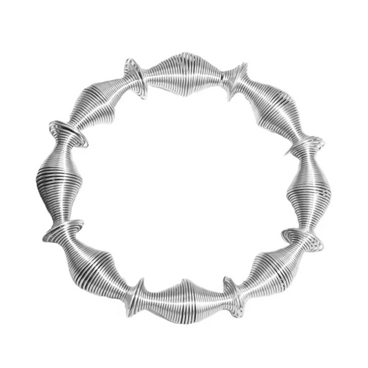 Sculpted Coil Spring Stretch Bracelet - Stainless Steel
