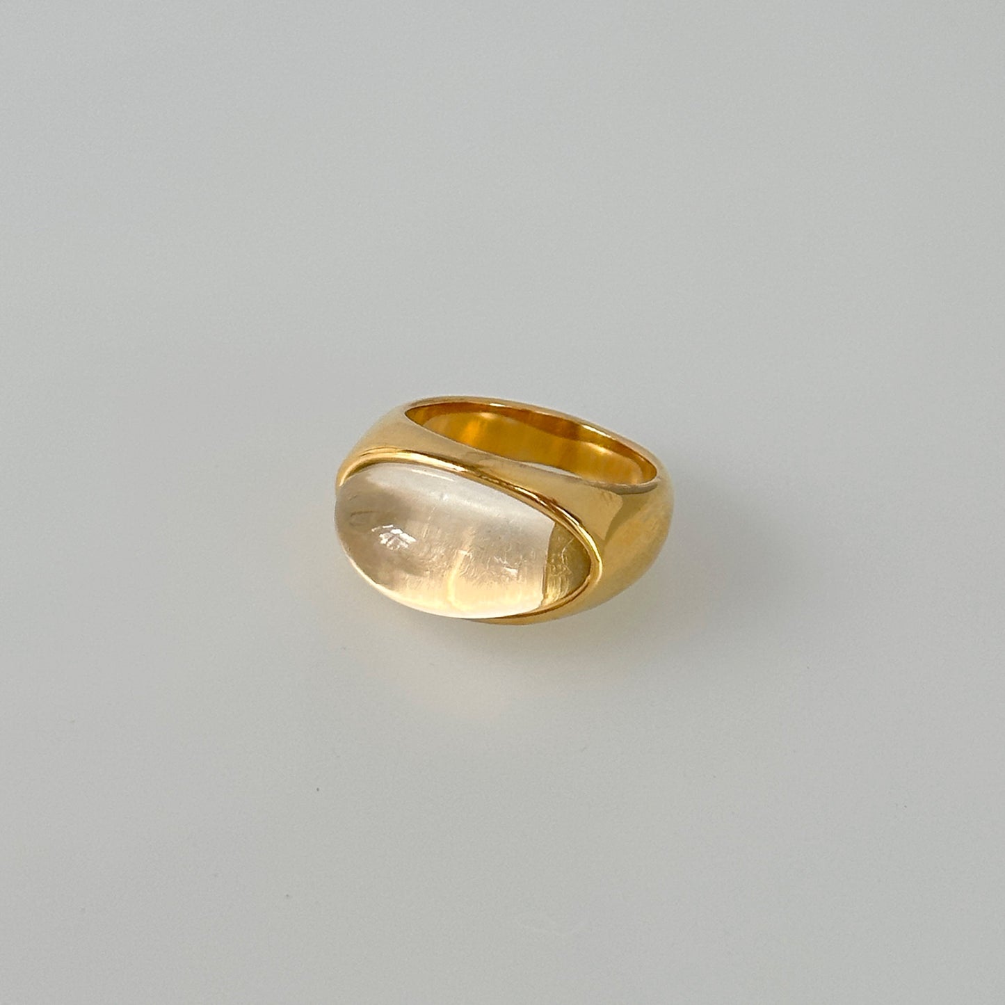 Oval Stone Statement Ring - 18k Gold Plated Stainless Steel