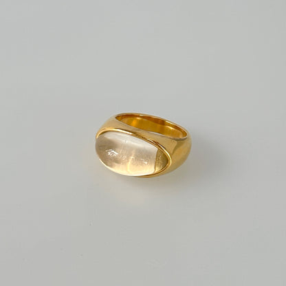 Oval Stone Statement Ring - 18k Gold Plated Stainless Steel