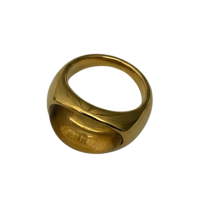 Oval Stone Statement Ring - 18k Gold Plated Stainless Steel