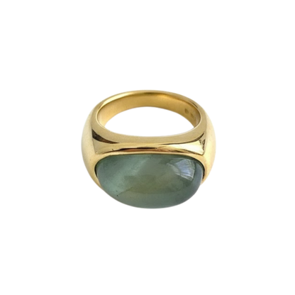 Oval Stone Statement Ring - 18k Gold Plated Stainless Steel