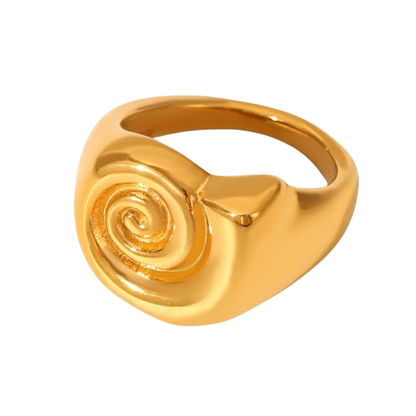 Spiral Signet Ring - 18K Gold Plated 304 Stainless Steel