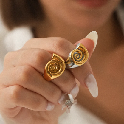 Spiral Signet Ring - 18K Gold Plated 304 Stainless Steel
