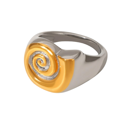 Spiral Signet Ring - 18K Gold Plated 304 Stainless Steel