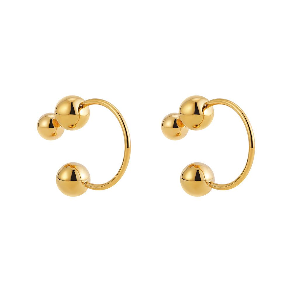 Ball End Horseshoe Barbell Style Hoop Earrings - Pair