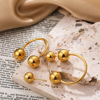 Ball End Horseshoe Barbell Style Hoop Earrings - Pair