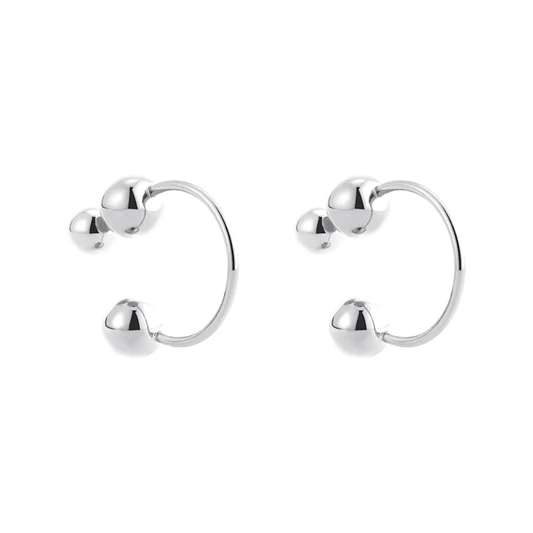 Ball End Horseshoe Barbell Style Hoop Earrings - Pair