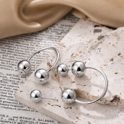 Ball End Horseshoe Barbell Style Hoop Earrings - Pair