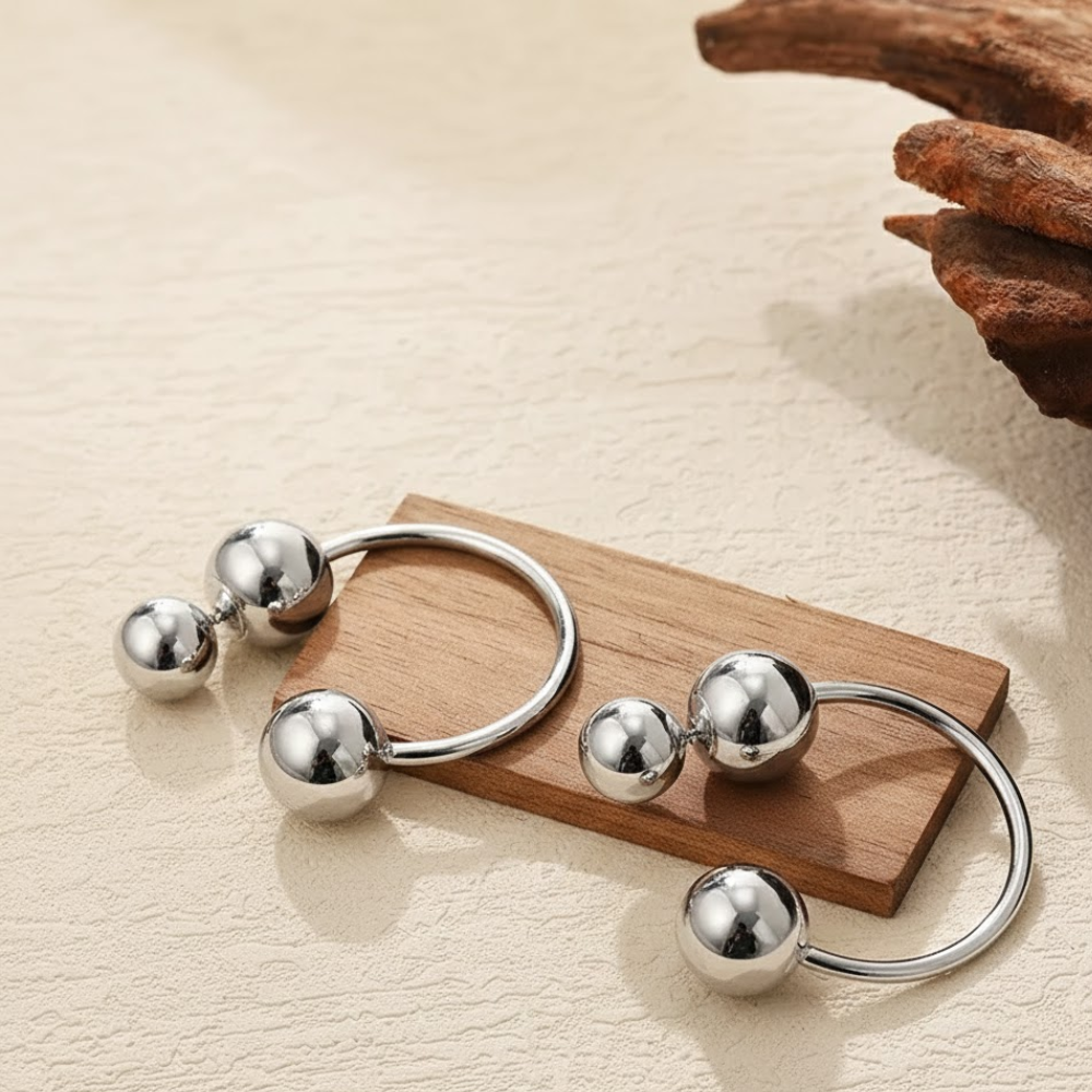 Ball End Horseshoe Barbell Style Hoop Earrings - Pair