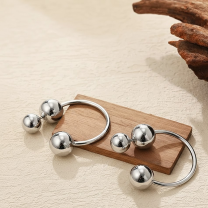 Ball End Horseshoe Barbell Style Hoop Earrings - Pair