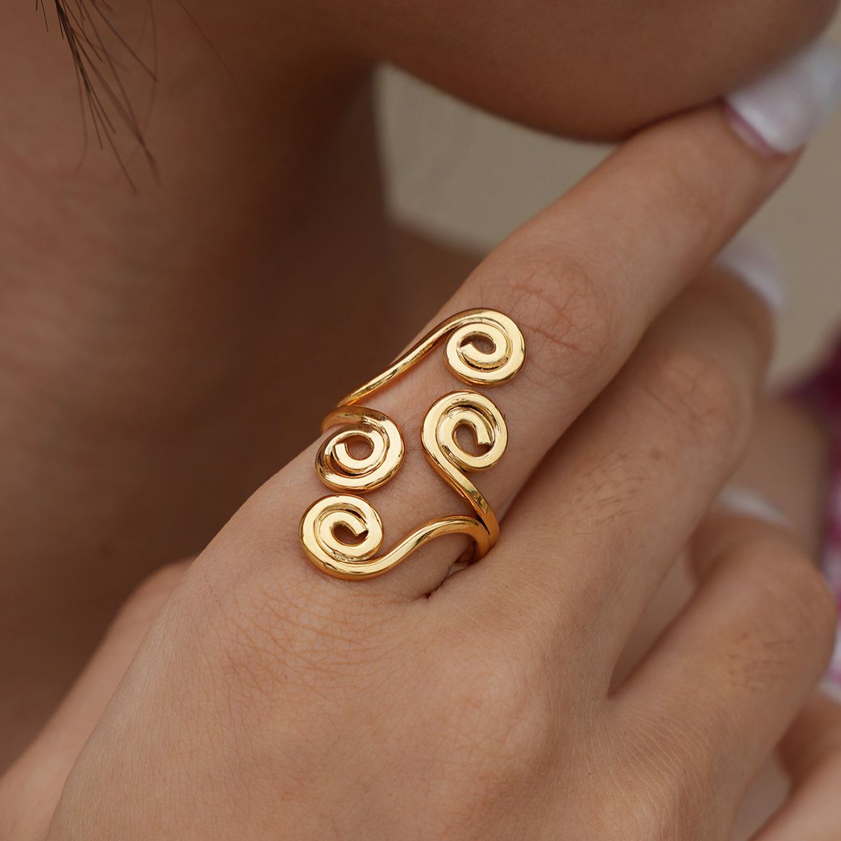Multi Spiral Adjustable Statement Ring - 18K Gold Plated 304 Stainless Steel