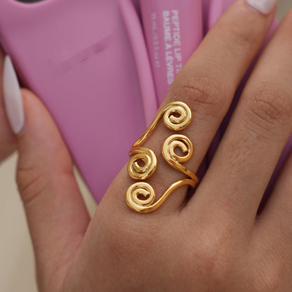 Multi Spiral Adjustable Statement Ring - 18K Gold Plated 304 Stainless Steel