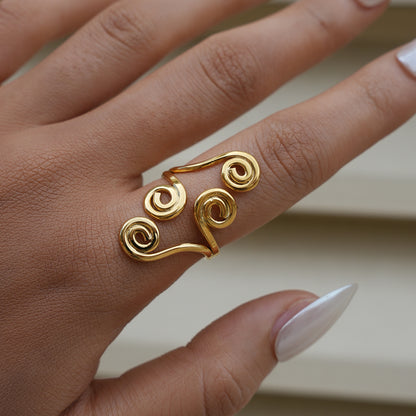 Multi Spiral Adjustable Statement Ring - 18K Gold Plated 304 Stainless Steel